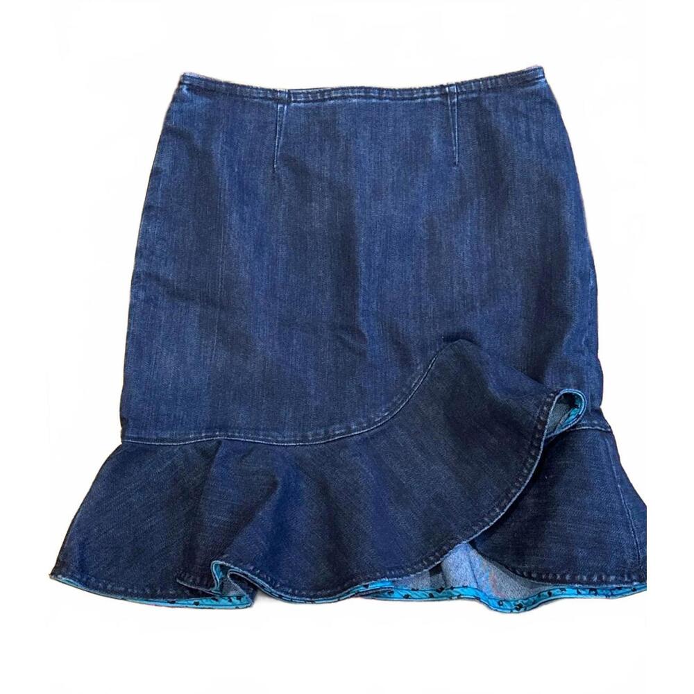 Anthropologie Women's Denim Mini Skirt with Flounce Hem | Size 4